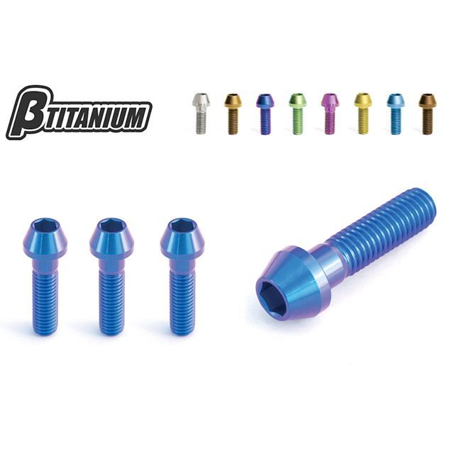 βTITANIUM ハンドルクランプボルトキット 仕様 ダンデライオンイエロー（陽極酸化あり） 頭部形状 ストレートキャップ BT-HCY2-4-SC-DY ベータチタニウム その他ハンドル関連パーツ MT-09 XSR900