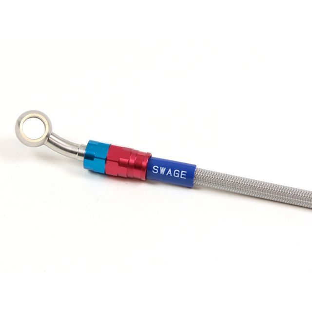 SWAGE-LINE PRO フロントブレーキホースキット トライピース（レッド＆ブルー） ホースカラー クリア SAP0035FT メーカー在庫あり スウェッジラインプロ ブレーキホース・ケーブル類 CB1100EX ABS｜パークアップ 店