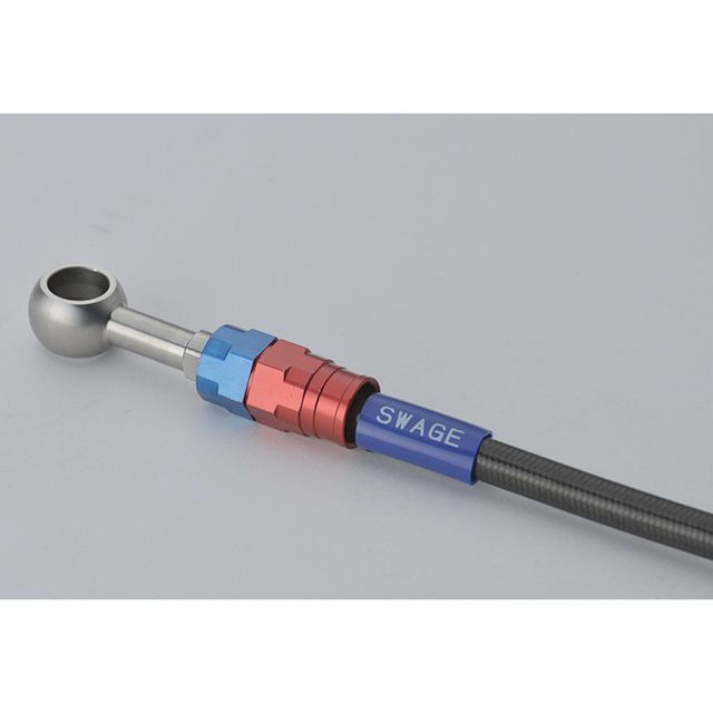 SWAGE-LINE PRO フロントブレーキホースキット トライピース（レッド＆ブルー） ホースカラー ブラック SAPB0035FT メーカー在庫あり スウェッジラインプロ ブレーキホース・ケーブル類 CB1100EX ABS｜パークアップ 店