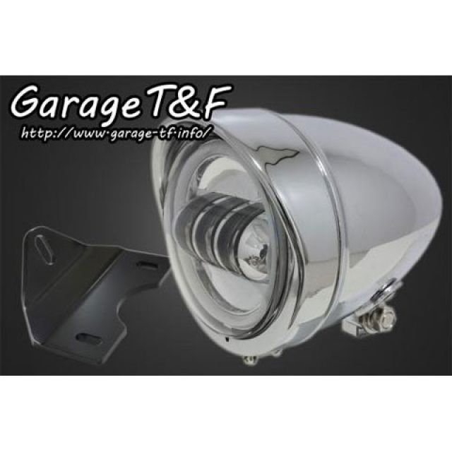 T&F 4.5インチロケットライト（メッキ） プロジェクターLED仕様（リング付き）＆ライトステー（タイプG） キット ・EST250HL40 ガレージT&F ヘッドライト・バルブ