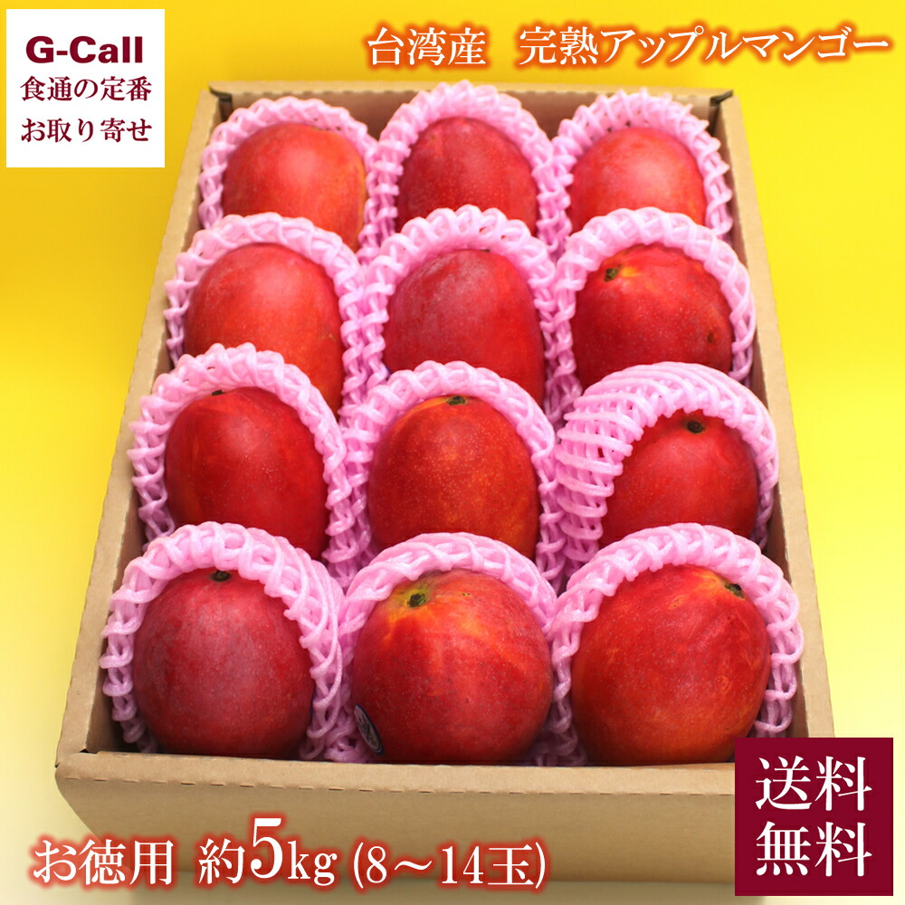 台湾産 完熟アップルマンゴー お徳用 約5kg 8～16玉 6月中旬から7月中旬出荷 指定日不可 送料無料 お取り寄せ 輸入 トロピカルフルーツ 果物 アーウィン 露地物