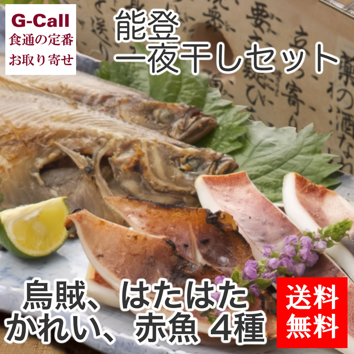 楽天市場 送料無料 能登一夜干しセット 石川県いか釣生産直販協同組合 4種 お中元 贈答 プレゼント 贈り物 三大漁港 烏賊 かれい はたはた 赤魚 G Call 食通の定番 お取り寄せ