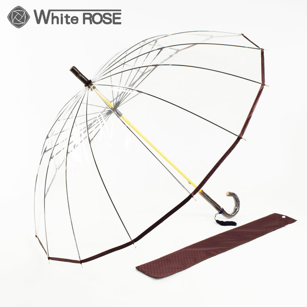 【着日指定不可】ホワイトローズ 十六夜桜 ワイン 送料無料 いざよいさくら WHITE ROSE レディース雨傘 収納袋付 16本骨 ビニール傘|G-Call 食通の定番 お取り寄せ
