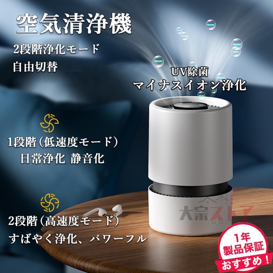 空気清浄機 小型 卓上 uv除菌 PM2.5 ウイルス対策 タバコ ホコリ 脱臭 花粉 20畳 静音 コンパクト フィルター ペット ほこり カビ取り 2段階切替 家庭用 2024