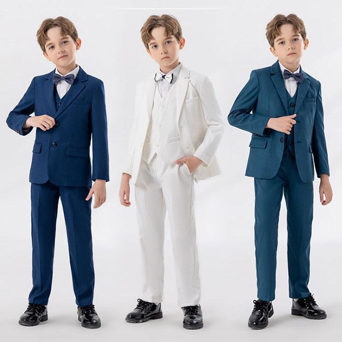 全5色 男の子スーツ 子供服 フォーマルスーツ 子供スーツ 礼服 キッズ フォーマル 4点セット 5点セット ジレ シャツ パンツ 蝶ネクタイ 児童 スーツ
