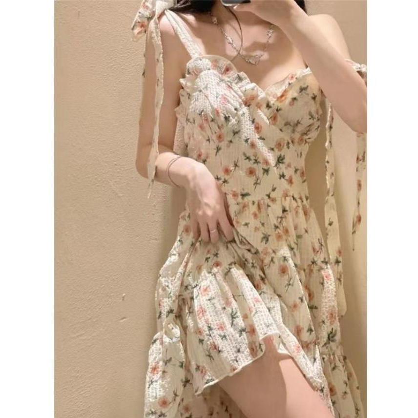 New summer dress, slim inner dress, floral pattern Camisoles Women's skirts Camisoles Women's mini floral print dress