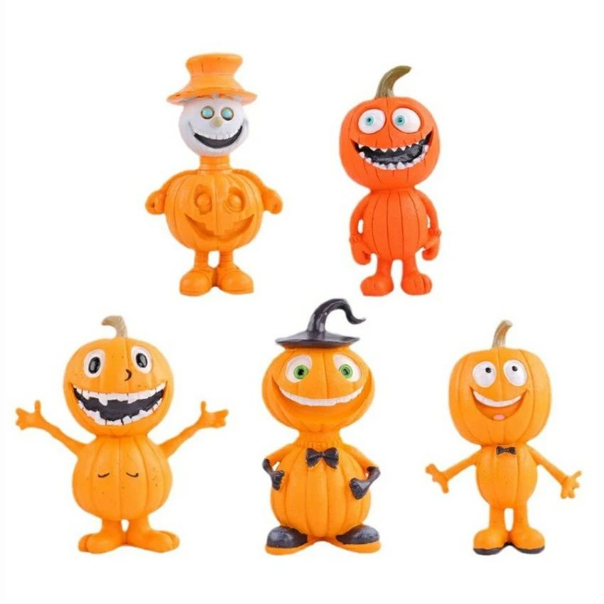 5点セット　ハロウィン カボチャ人置物 カボチャ人 間ホームガーデン 装飾彫像 テーブル置物 樹脂 工芸品　お洒落　かわいい　ホビー パ