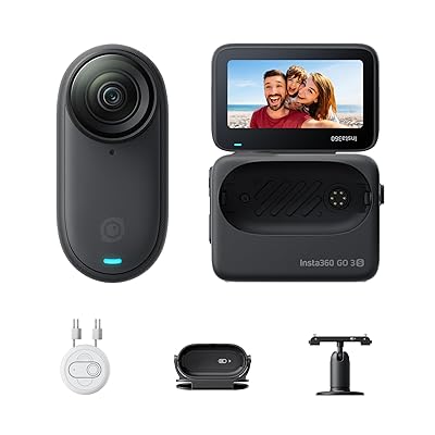 GO 3S - 4K小型ウェアラブルVlogテレビカメラ、ハンズフリーPOV、どこでもマウント、手ブレ手を加える、蓄電池生存期間140分、10m雨合羽、人工知能学まとめ上げる、Apple Find My相応う、Vlog/旅する/アウトドア/愛玩動物POV用 原則として版 - 128G