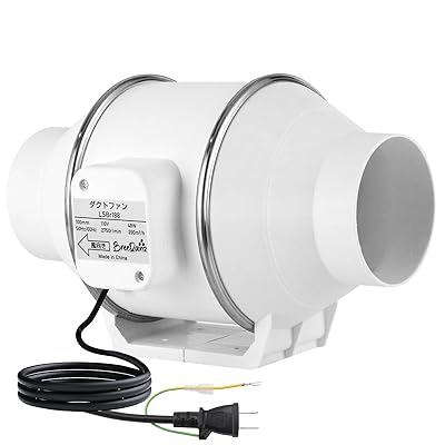 ダクトファン Φ100mm ダクト用換気扇 風量290m³/h 強力 省エネ 静音 排気ファン 中間取付 塗装ブース用 家焼肉 家庭用 業務用 排風機 丸形タイプ 110V 日本仕様電源プラグ (100mm)|グリーンフィールドジャパン