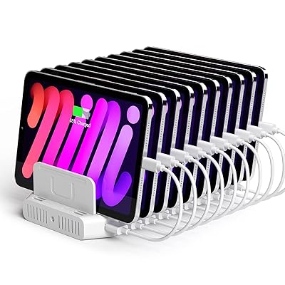 2023 USB申し受けるステイション 10界面 USB C 卓上申し受ける照明ランプ 120W PSE公証済 10台斉しく申し受ける 1.5A/2.4A/3A かっこ良い集積回路積み上げる 複数形台相応う Android/iPhone/iPad/kindle/経口避妊薬/PSP 中仕切り