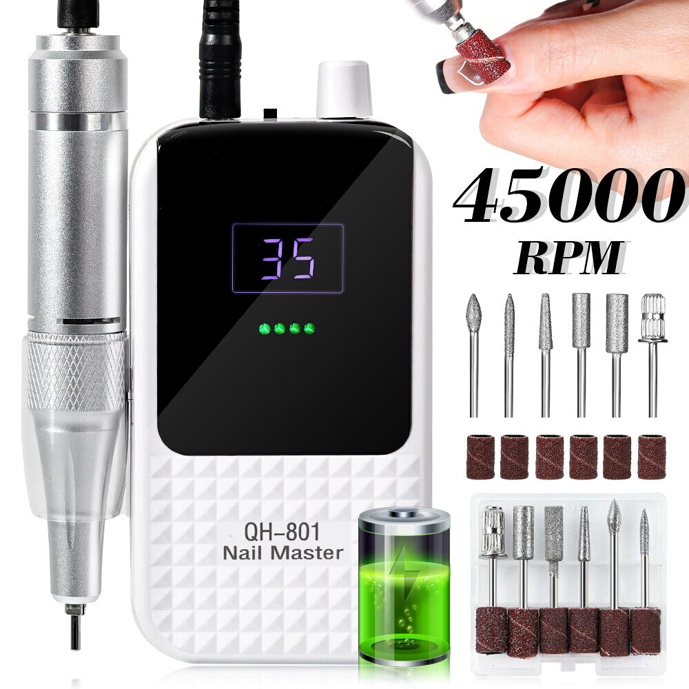 45000 RPM ポータブル電気ドリルセットプロフェッショナルネイルドリルマシン充電式電気ネイルポリッシャーキットマニキュアサロン用｜グリーンフィールドジャパン