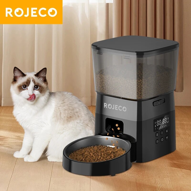 ROJECO 自動小銃ペットフィーダーボタンバージョン自動小銃猫フードディスペンサーアクセサリースマ