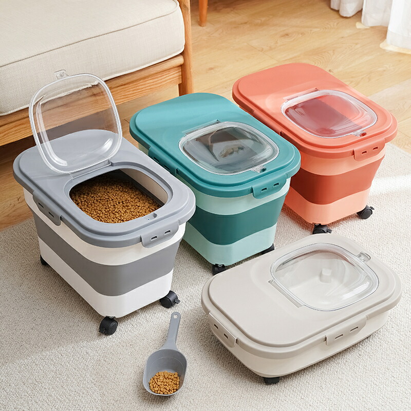 13/33LB 折りたたみ猫犬食料雑貨類保護すること入れものドライキャットフードボックス蓋付き添い人気密判子御厨子所