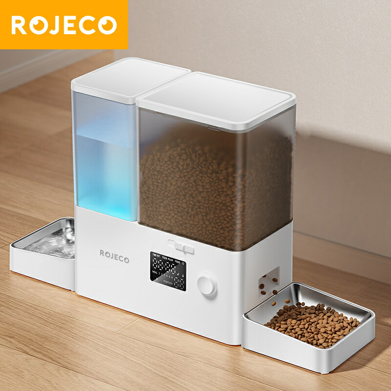 ROJECO 自動小銃ペットフィーダー吹き上げ 8.5L ボタンバージョンドッグフードディスペンサー水付きもの 2 i