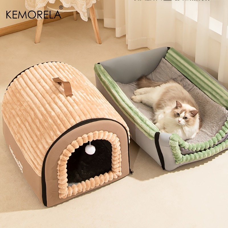 KEMORELA 朦々たるオール時期相応う愛玩動物寝台 ポータブルドッグハウス 猫天幕 洗える寝具