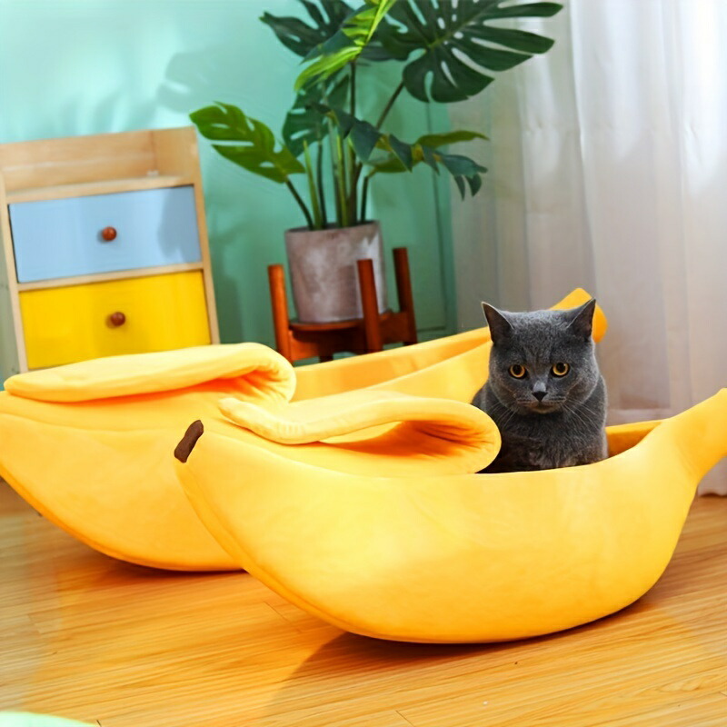 猫用ポータブルバナナベッド,楽しげにて愛くるしい,好いたらしいで生あたたかい引っ敷き,耐久性のあるバスケッ
