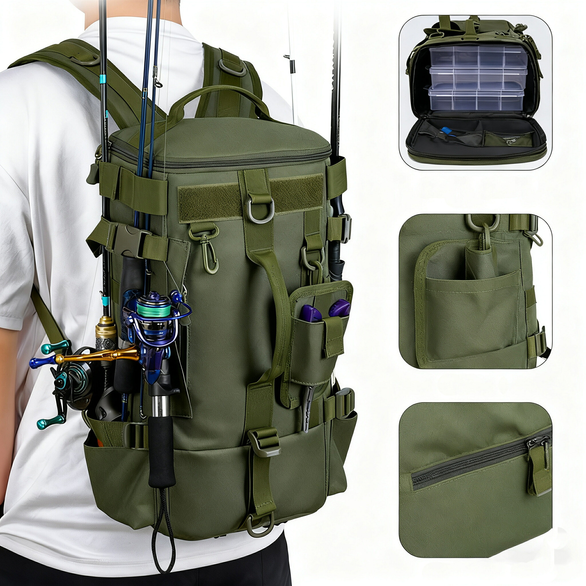 多役立つことつり銭用バックパックタックルバッグ、極点保持者付き添い人、魚具納める、雨合羽、耐摩耗