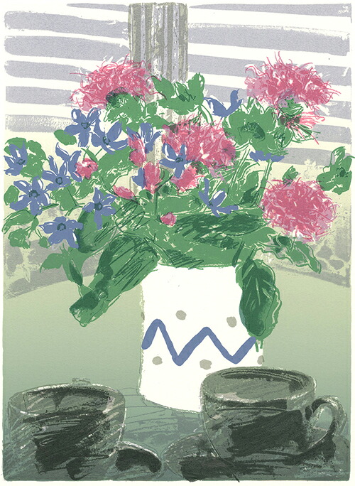 版画/ｼﾙｸｽｸﾘｰﾝ 福本吉秀 Two cups 現代アート 抽象 送料無料