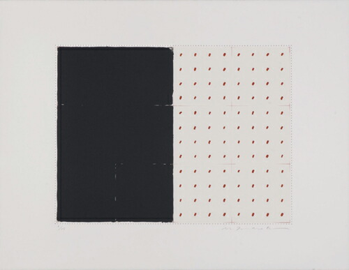 坪田政彦　絵画 版画/木版画・ｼﾙｸｽｸﾘｰﾝ 坪田政彦 関係-赤・線-1 現代アート 抽象