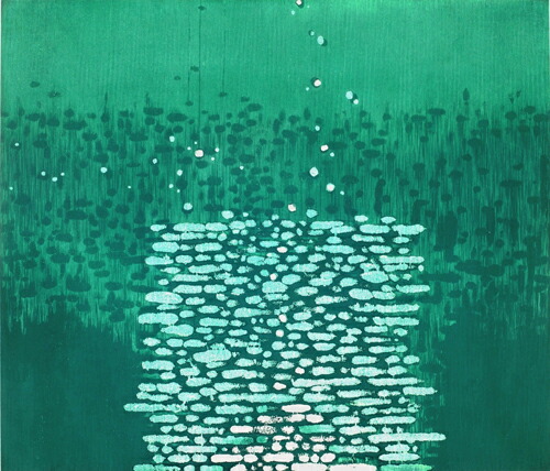 楽天市場】版画/水性木版画 朴再英 みどりいろのゆめ 現代アート 抽象