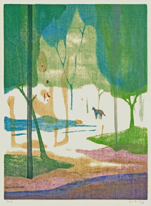 楽天市場】版画/水性木版画 朴再英 みどりいろのゆめ 現代アート 抽象