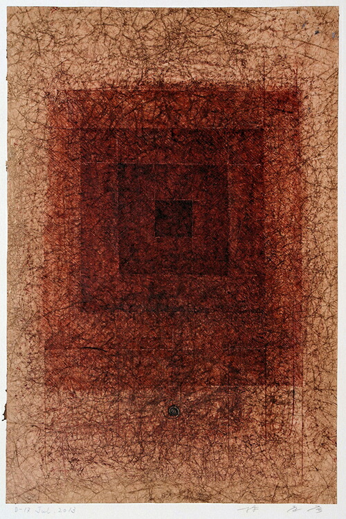 ミクストメディア/雁皮紙に顔料アクリルインク 林孝彦 D-17.Jul.2013 絵画　モダンアート 抽象 送料無料