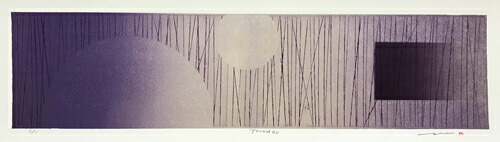 版画/ﾘﾄｸﾞﾗﾌ・ﾄﾞﾗｲﾎﾟｲﾝﾄ 鳴海伸一 TSUNAGU_パープル_6 現代アート 抽象 送料無料