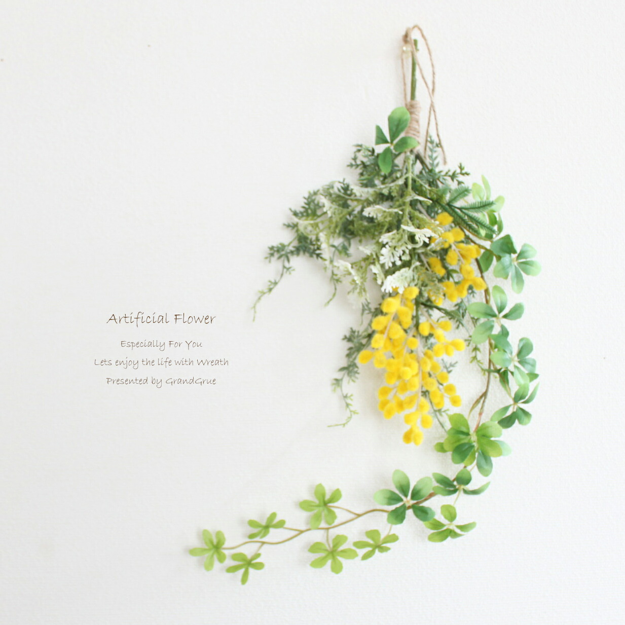 楽天市場】ミモザ ラベンダー ユーカリ リース ミニスワッグ 玄関 造花