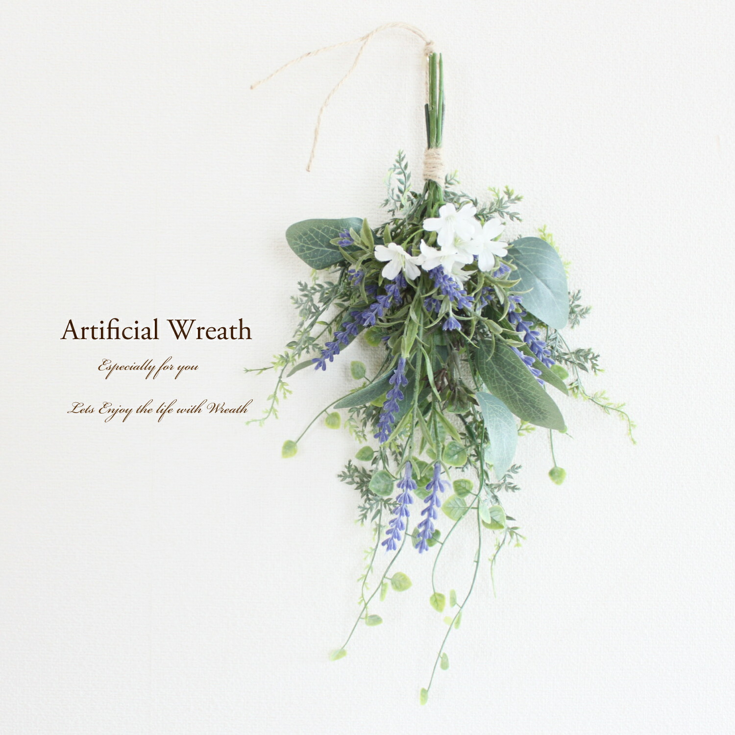 楽天市場】ミモザ ラベンダー ユーカリ リース ミニスワッグ 玄関 造花