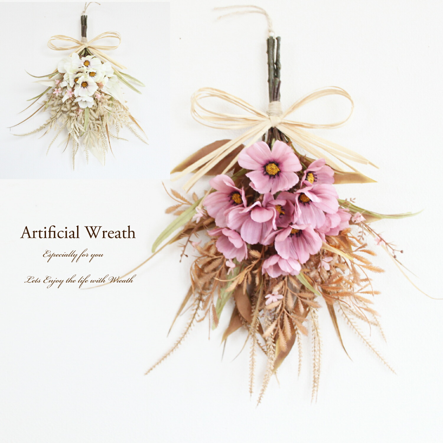 楽天市場】秋リース バラ 薔薇 リース スワッグ アーティフィシャル