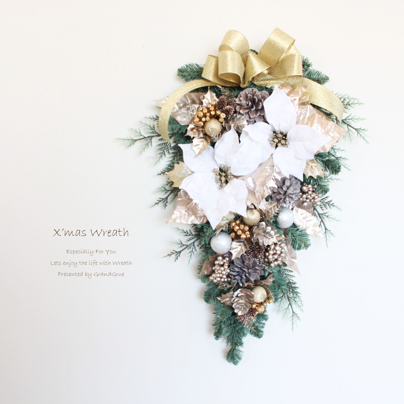 楽天市場】クリスマスリース ポインセチア 豪華 おしゃれ 北欧