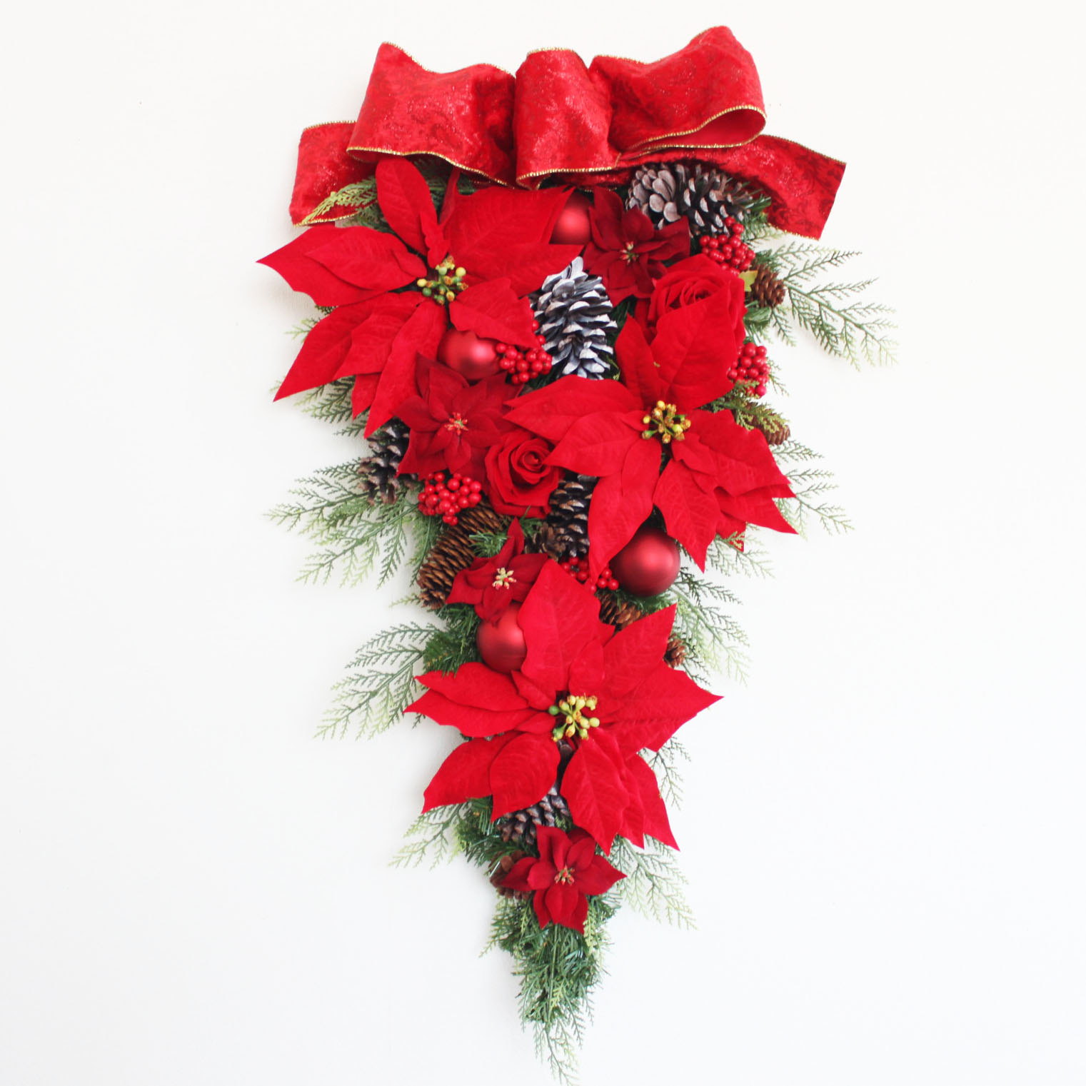 楽天市場】クリスマスリース CMナチュラルハートリースM レッド