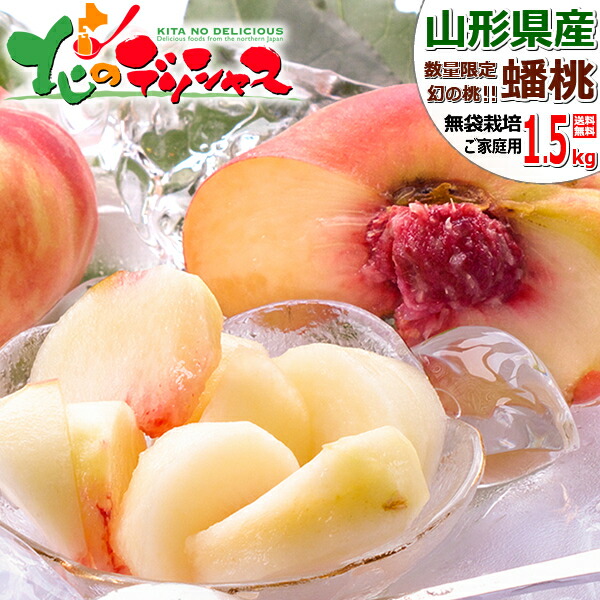 【予約】 山形県産 桃 蟠桃 1.5kg (秀品/8玉～15玉入り/冷蔵便) <BR><BR>北の桃源郷 北限の桃 希少 ばんとう もも モモ 桃 蟠桃 夏ギフト 残暑見舞い ギフト 贈り物 贈答 プレゼント 自宅用 おうち用 果物 フルーツ 秋 山形県 グルメ 送料無料 お取り寄せ