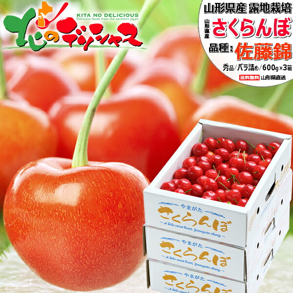【予約】 山形県産 さくらんぼ 佐藤錦 1.8kg (秀品/選べるサイズ/ばら詰め/600g×3箱/化粧箱入り/常温便) <BR><BR>旬 サクランボ M L 2L 父の日 遅れてごめんね ギフト 贈り物 贈答 お祝い お礼 お返し プレゼント 果物 フルーツ 山形県 東根市 送料無料 お取り寄せ