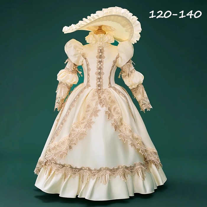 キッズドレス ロココ調 中世 編み上げ ドレス ロリータ ドレス コスチューム ドレス 舞台ステージ衣装 ヨーロッパ プリンセス 子供用 宮廷風 貴族ドレス 仮面舞踏会 クリスマス ハロウィン 舞踏会 120-140cm