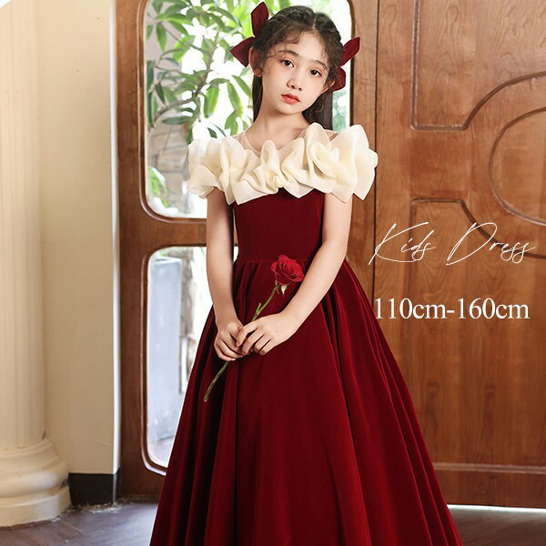 子供用ドレス　パーティードレス　発表会ドレス　ベルベット　10才サイズ 楽天市場】子供ドレス ベルベット ピアノ発表会 ベロア 可愛い