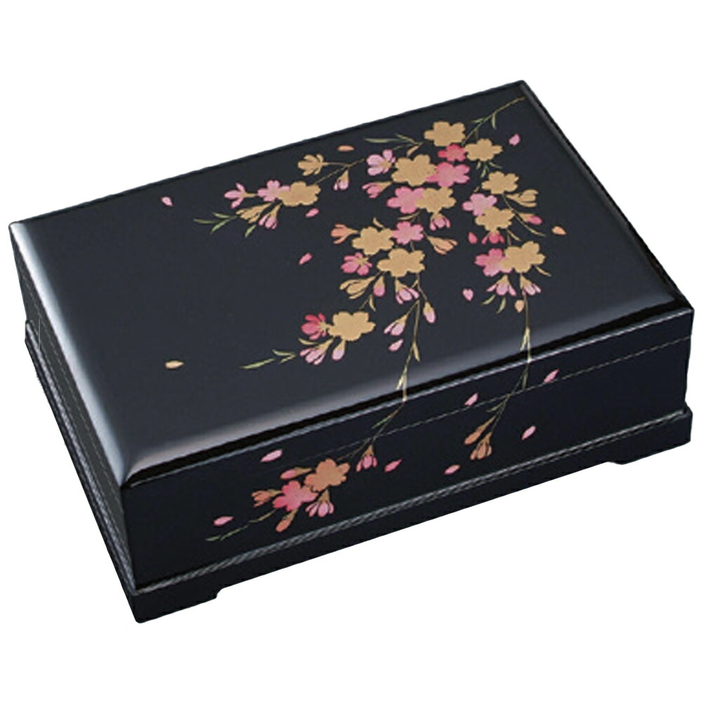 会津塗　宝石箱　桜　オルゴール 18弁・23弁・30弁】会津塗宝石箱（桜） オルゴール 箱型 ｜株式