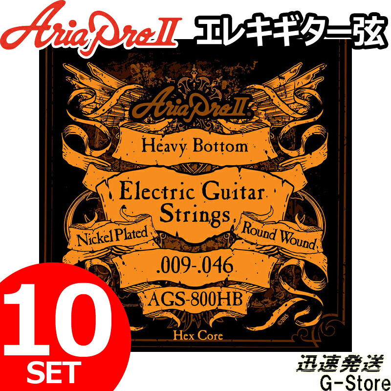 【10日までポイントUP】AriaProII エレキ弦 AGS-800HB×10セット Heavy Bottom 09-46