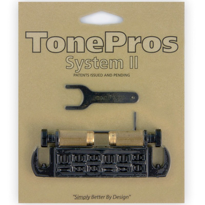 TonePros ブリッジ AVT2G-B ブラック Wraparound Set w/SS1 Locking Studs for Gibson