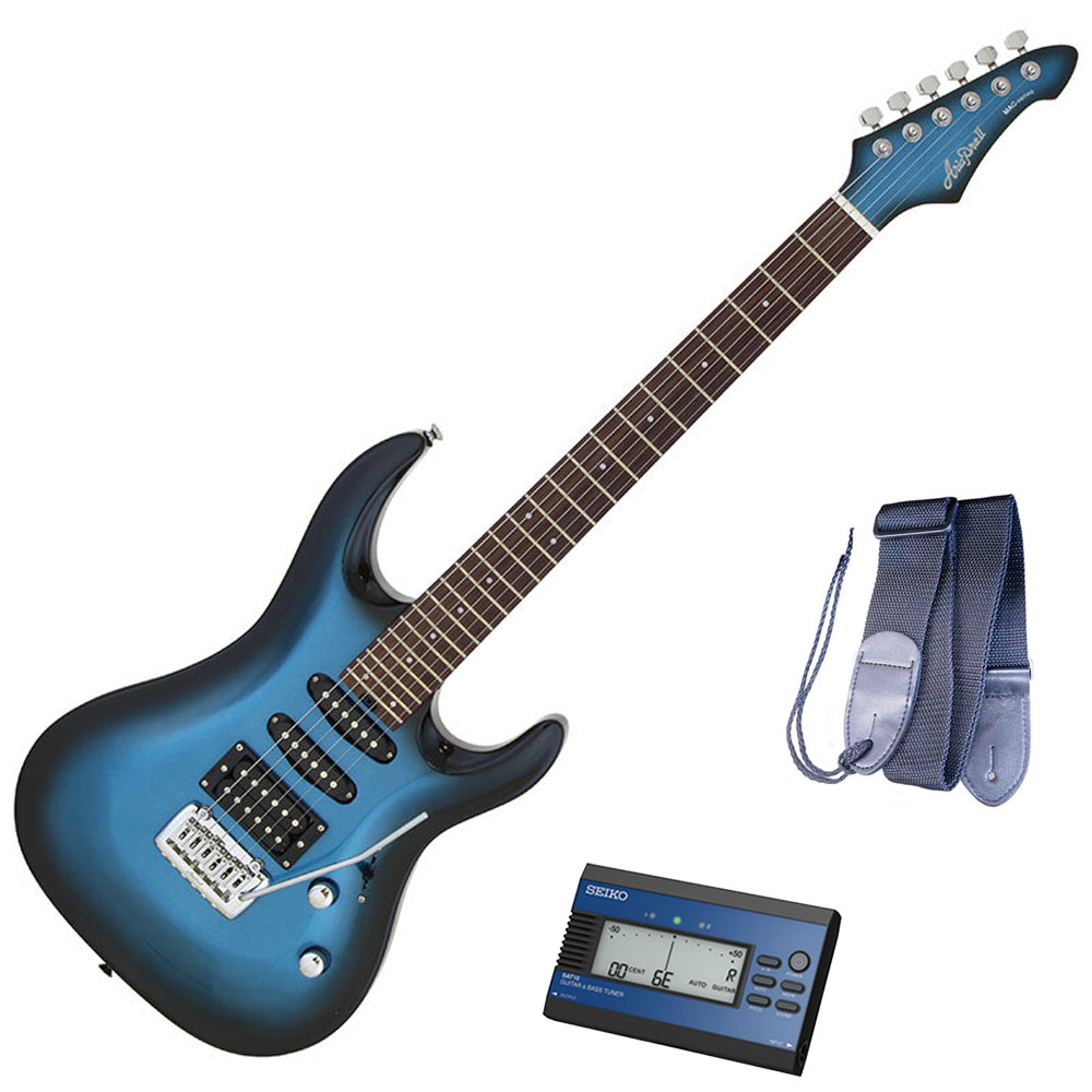 セイコーチューナーセット！AriaProII エレキギター MAC-STD MBS＋SAT10L＋ギターストラップ