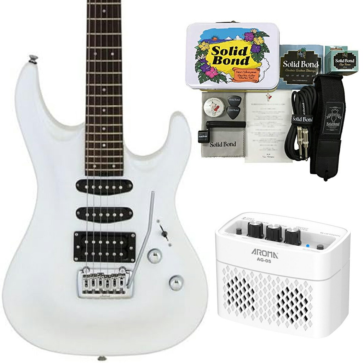 【アンプ WH＆アクセサリーセット】AriaProII エレキギター MAC-STD PWH