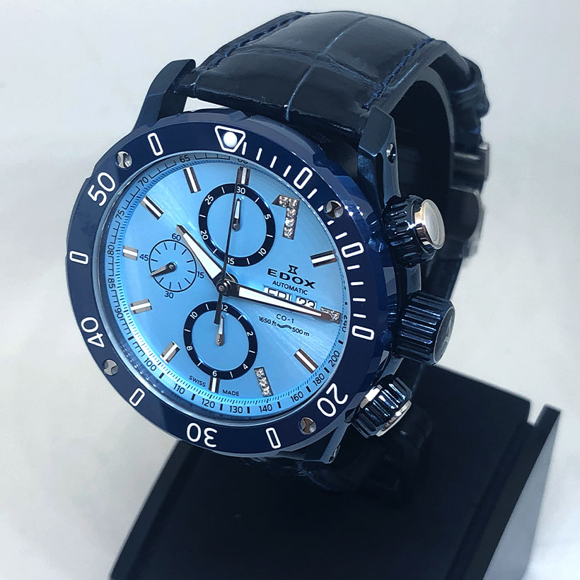 楽天市場 4 000円offクーポン Edox エドックス クロノオフショア1 クロノグラフ オートマチック ファーマメント シートゥースカイ世界限定300本 357bu8 Buin8 Eye Eye Isuzu G Time Web Store