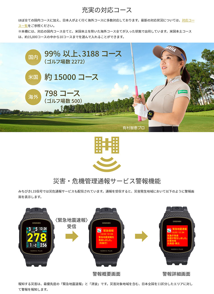 【あす楽対応】グリーンオンゴルフザ・ゴルフウォッチノルムIIプラス腕時計型GPSゴルフナビ2022モデル