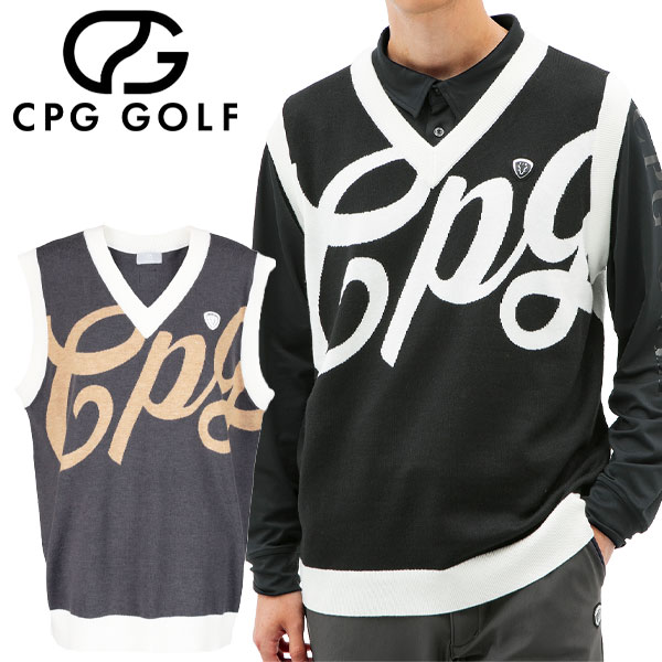 【当店在庫】CPG GOLF インターシャビッグロゴニットベスト メンズ ゴルフウェア 2308-24204