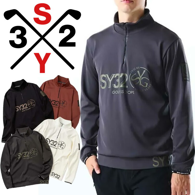 【当店在庫】SY32 ゴルフ MAT NEO PRENE PULL ハーフジップスウェットシャツ メンズ 2025秋冬 ゴルフウェア SYG-25A1-26|GZONEゴルフ