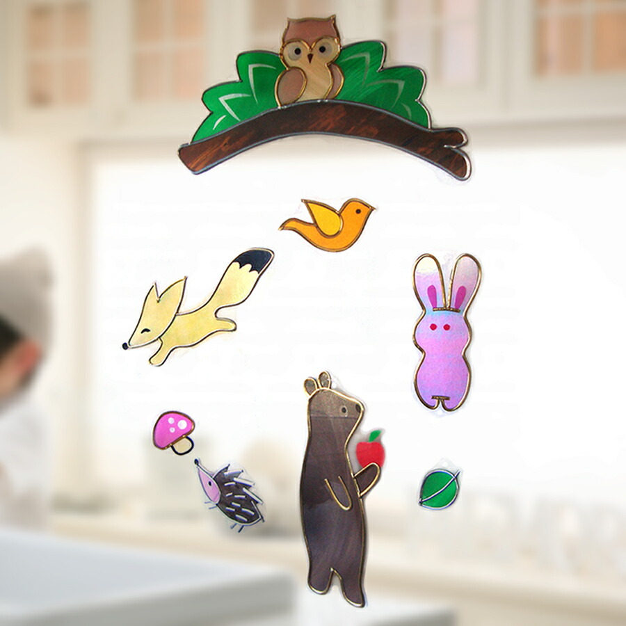 ステンドグラス　ハンドメイド　もこ 楽天市場】ステンドグラス 鳥 とり モビール ガラス インテリア