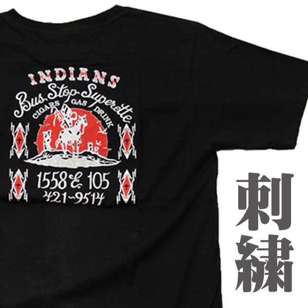【楽天市場】【SS】【S】ネイティブアメリカン 刺繍Tシャツ インディアン (半袖) 【INDEAN】【綿 黒 通販 メンズ レディース ハーレー バイカー ロック T ロカビリー プレゼント