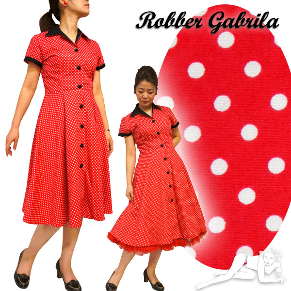 L M S 50 S S Xl ワンピ Xl L 水玉が小さく多く変わりました M ひざ丈 ロカビリー ワンピース 開襟 水玉 赤 ひざ丈 半袖 開衿 ロックンロール ファッション クラシック レトロ 50 S 60 S オールディーズ ビンテージ パーティー ドレス