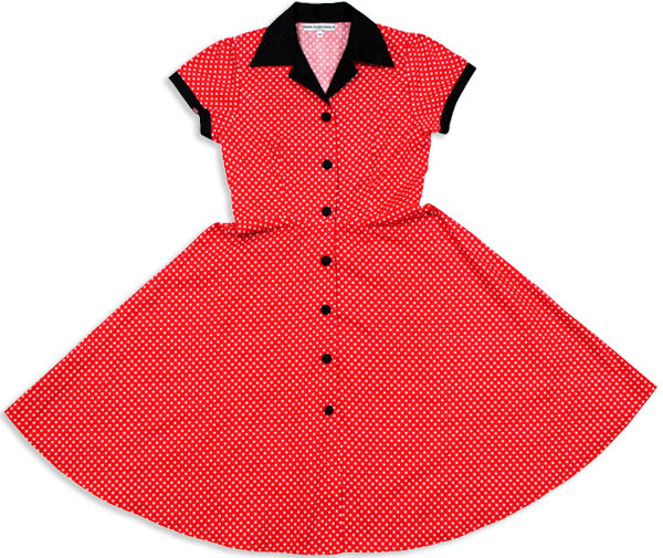 L M S 50 S S Xl ワンピ Xl L 水玉が小さく多く変わりました M ひざ丈 ロカビリー ワンピース 開襟 水玉 赤 ひざ丈 半袖 開衿 ロックンロール ファッション クラシック レトロ 50 S 60 S オールディーズ ビンテージ パーティー ドレス