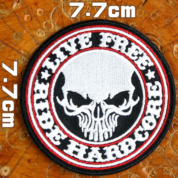 楽天市場】【刺繍パッチ】Live Free Skull Biker バイカー